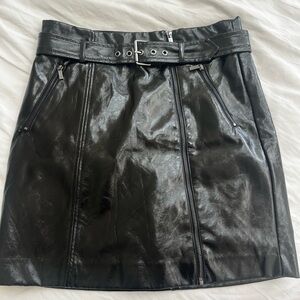 Karl Lagerfeld Faux Leather Skirt with Zipper Details